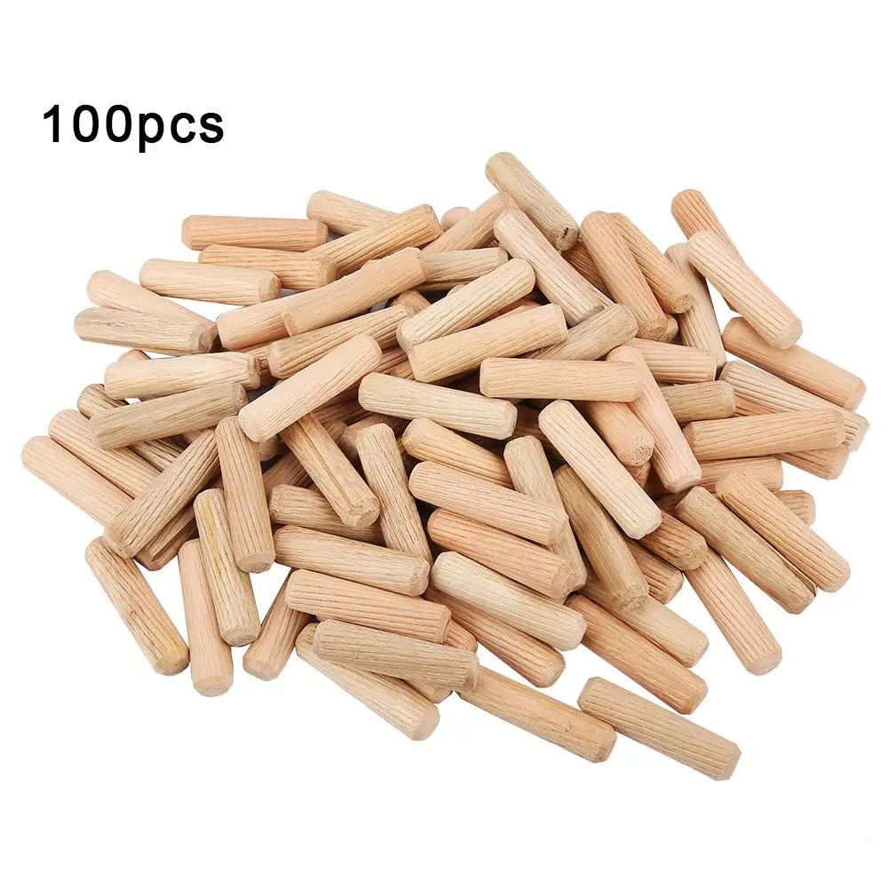 100pcs M10 x 40mm Wood Dowel Pins Cross Grain DIY Wood Pins for