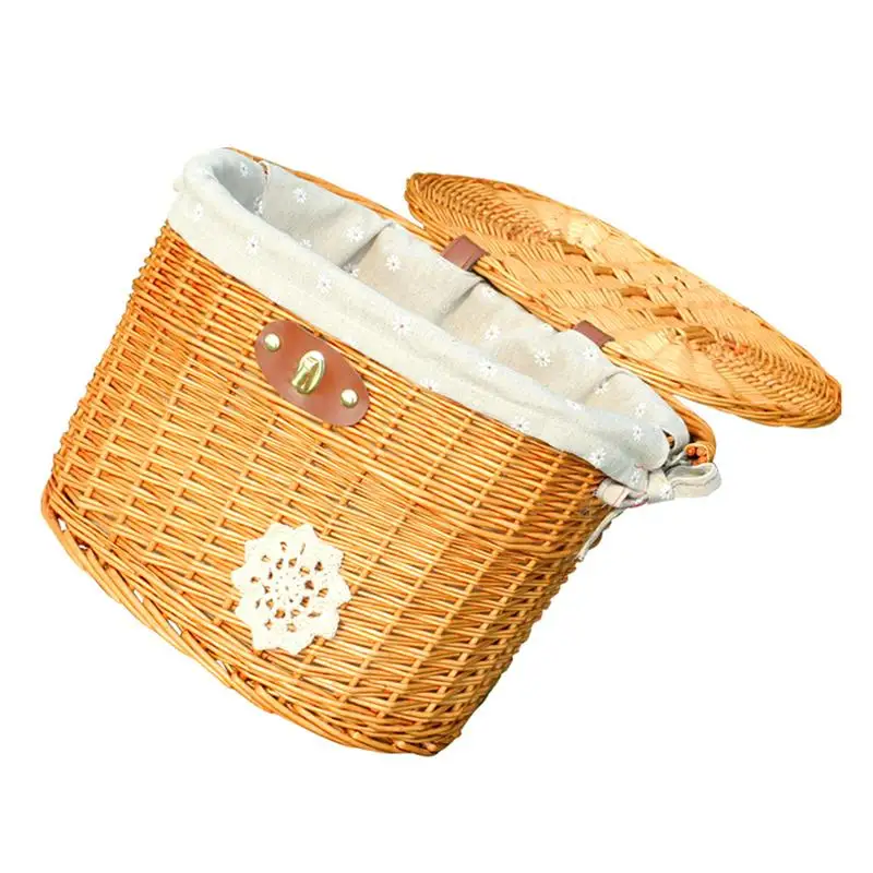 

Burlap Bicycle Basket Front Bag Rear Hanging Basket Panniers Bike Front Basket Natural Brown Rattan Wicker Bicycle Basket