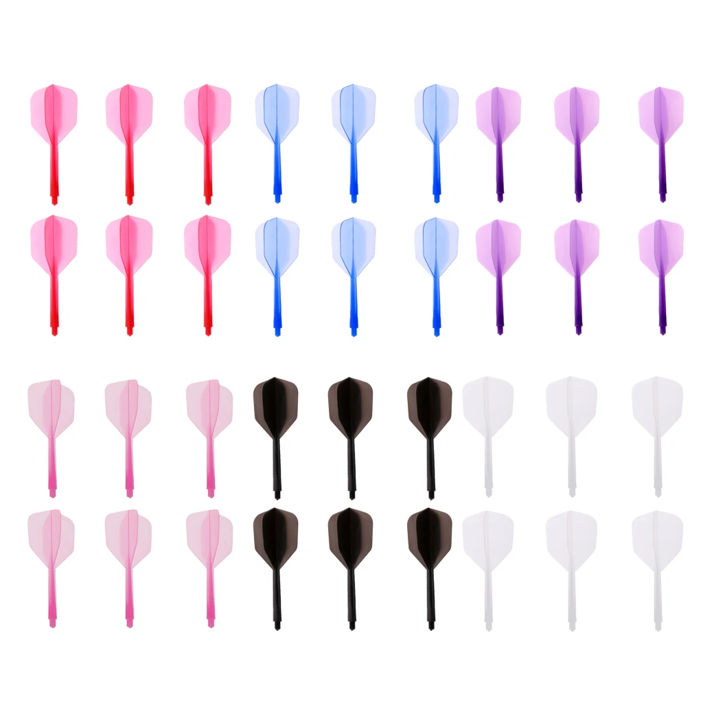 

6 Pieces ABS Plastic Transparent 2BA Thread Dart Shafts with Dart Flights Connection