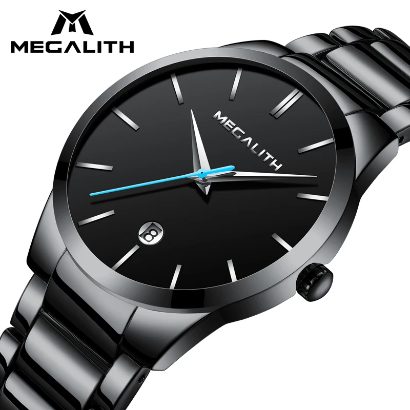 

MEGALITH Simple Business Mens Watches Waterproof Analogue Watch With Date Fashion Stainless Steel Quartz Watches Male Clock