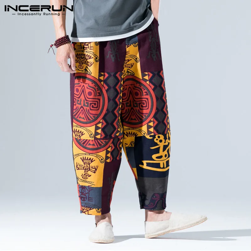 

INCERUN Chinese Style Harem Pants Men Print Cotton Vintage Joggers Trousers Men 2019 Streetwear Hip-hop Male Loose Casual Pants