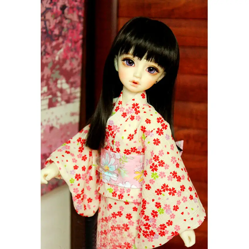 

[wamami] 706# Kimono Beige Flowers Bathrobes Clothing Coat 1/6 SD AOD DZ BJD Dollfie