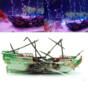 

Resin Damaged Navy War Boat Ship Wreck Fish Tank Ornament Cave Aquarium Decoration Landscape