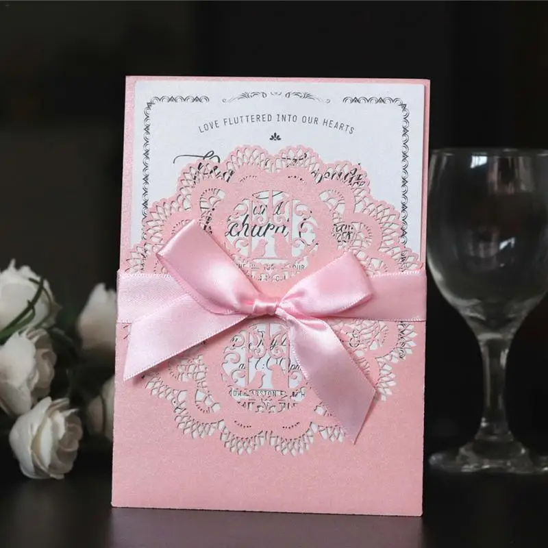  10PCS HK-45 European Style Love Bird Wedding Invitations Card Elegant Lace Hollow Envelopes Greetin - 32950724724