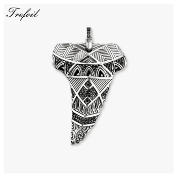 

Black CZ Tooth Maori Pendants, Fashion Jewelry 925 Sterling Silver Trendy Gift For Women Men Boy Girls Fit Necklace 2018 New