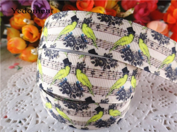 

new arrival 1'' (25mm) birds musical note printed grosgrain ribbons cartoon ribbon hairbows 10 yards WQ14060512