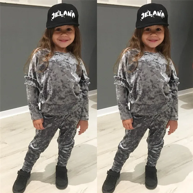 

2pcs Infant Girl Kid Clothes Sets Top Long Sleeve T Shirt Legging Pants Party Outfit Casual Spring Autum Style Girls Kid Suits