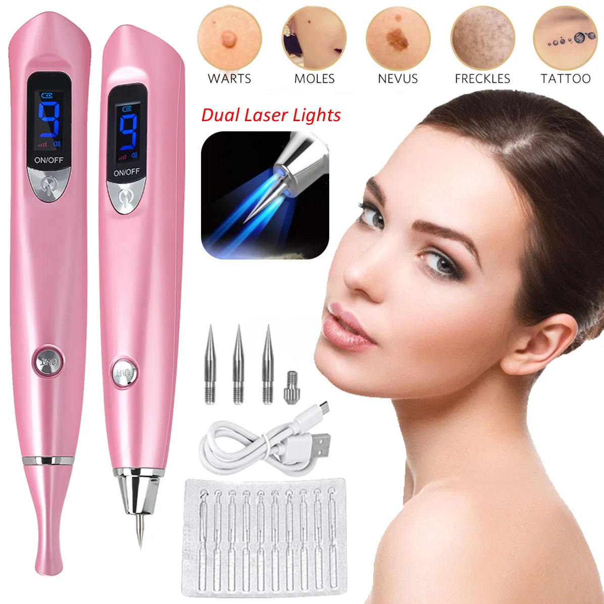 4 Colors LED Facial Wart Spot Blackhead Blemish Remover Laser Plasma