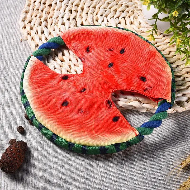 الكلب تحلق أقراص الحيوانات الأليفة التدريب حلقة التفاعلية التدريب دمية على شكل كلب القطن حبل البطيخ رمي أسلم كلب ألعاب من القطيفة جديد