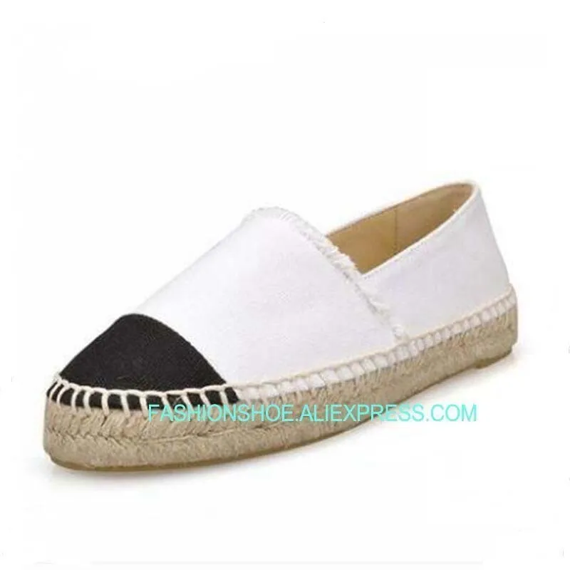 

espadrilles women 2019 genuine leather shoes women flat shoes women Canvas Slip-On Round Toe Shallow shoes size 34-42