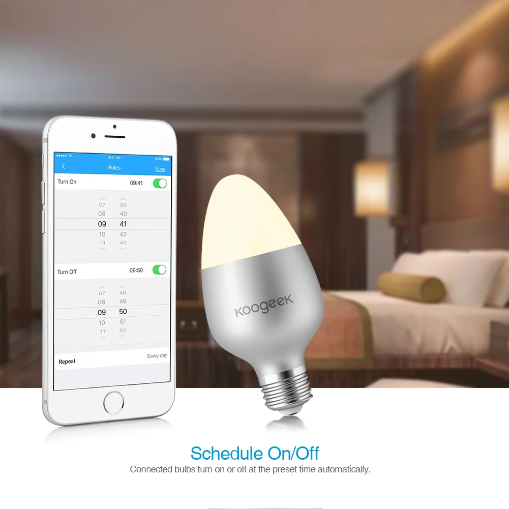 Умный светодиодный светильник Koogeek 8 Вт с регулируемой яркостью Wi Fi для Alexa Apple HomeKit
