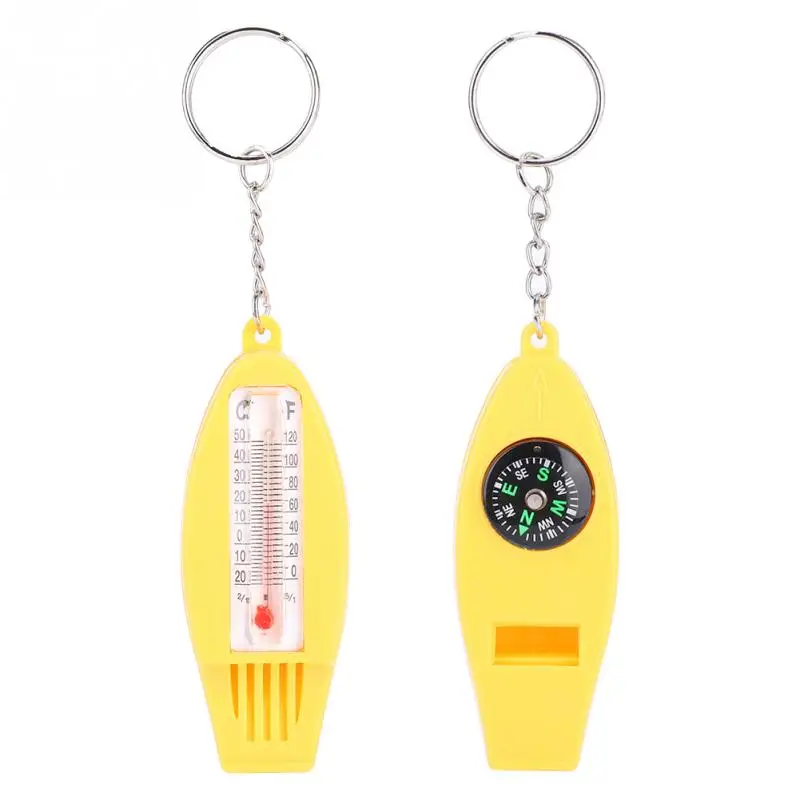 

4 in 1 Whistle Compass Thermometer Magnifier Mini Multifunction Keychain Outdoor Emergency Survival Tools for Camping Hiking