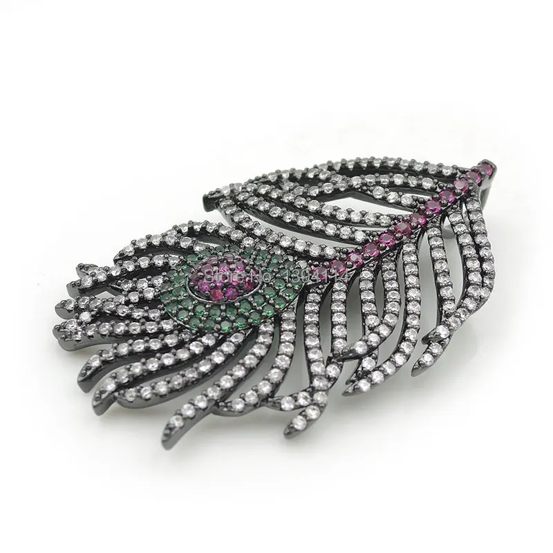 42*25* мм 10 мм Micro Pave красный и прозрачный зеленый CZ украшения с перьями подходит для мужчин женщина решений ожерелья мужчин ювелирные изделия