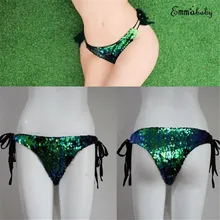 Женские трусики с блестками, трусики бикини, стринги, стринги, пляжная одежда
