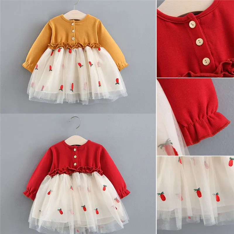 PUDCOCO Newborn Baby Girls Spliced Dress Long Sleeve Party Kid Wedding Dresses Princess PUDCOCO Newborn Baby Girls Spliced Dress Long Sleeve Party Kid Wedding Dresses Princess