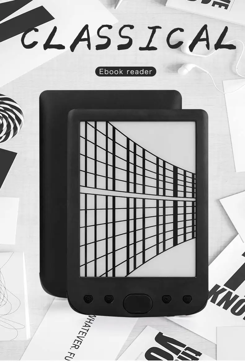 

Claite 8G BK-6025 2500mah e-book reader e-ink 6 inch resolution eBook Reader Memory ebook (Built-in Front Light )