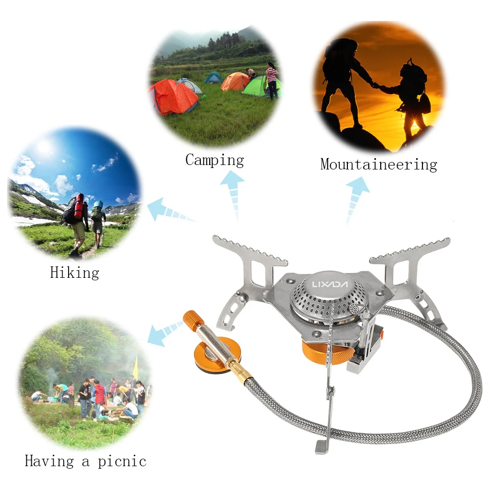 Lixada 3000W Outdoor Camping Stove Cookware Set Camping Gas Stove Outdoor Cooking Portable Foldable Split Gas Stove