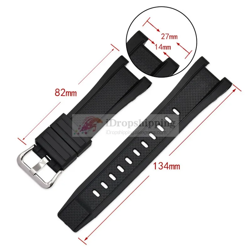 Black Silicone Rubber Watchband for Casio GST-W300G/W300/S300G/S300/S210B/S100G/S110/W100/W-110 Rubber Watch Strap+Tool