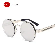 UVLAIK Vintage Steampunk Sunglasses Women Men Classic Metal Sun Glasses Ladies Round Style Steam Punk Sunglass UV400 Male Female