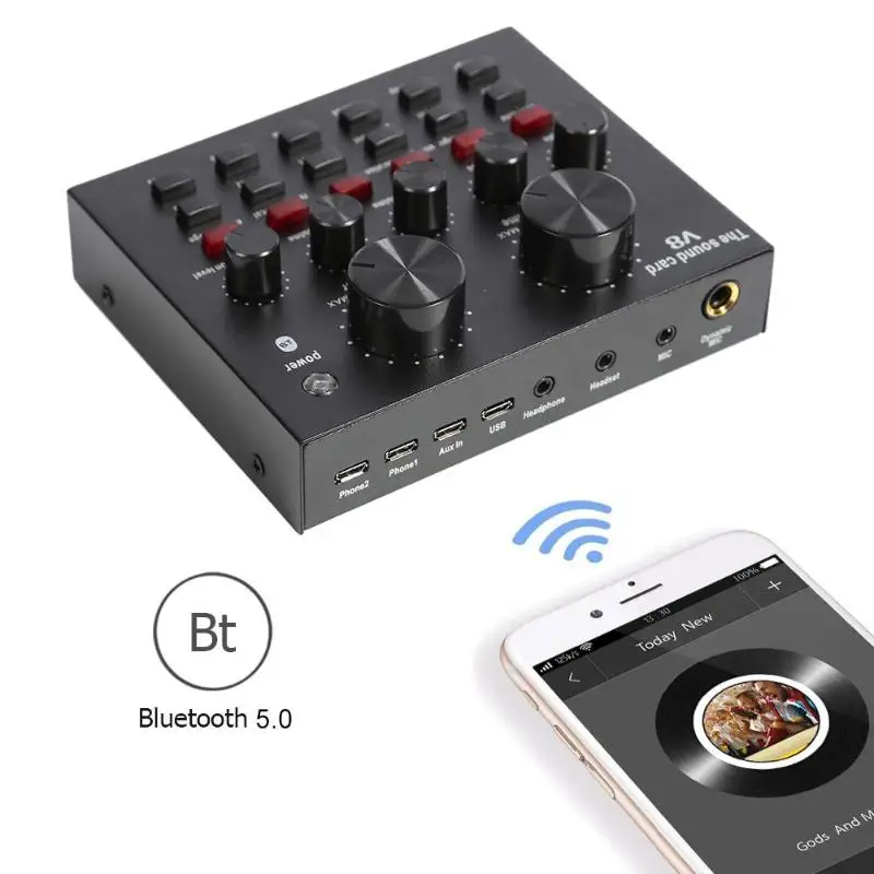 V8 аудио Внешняя USB гарнитура микрофон К песня прямая трансляция Звуковая карта