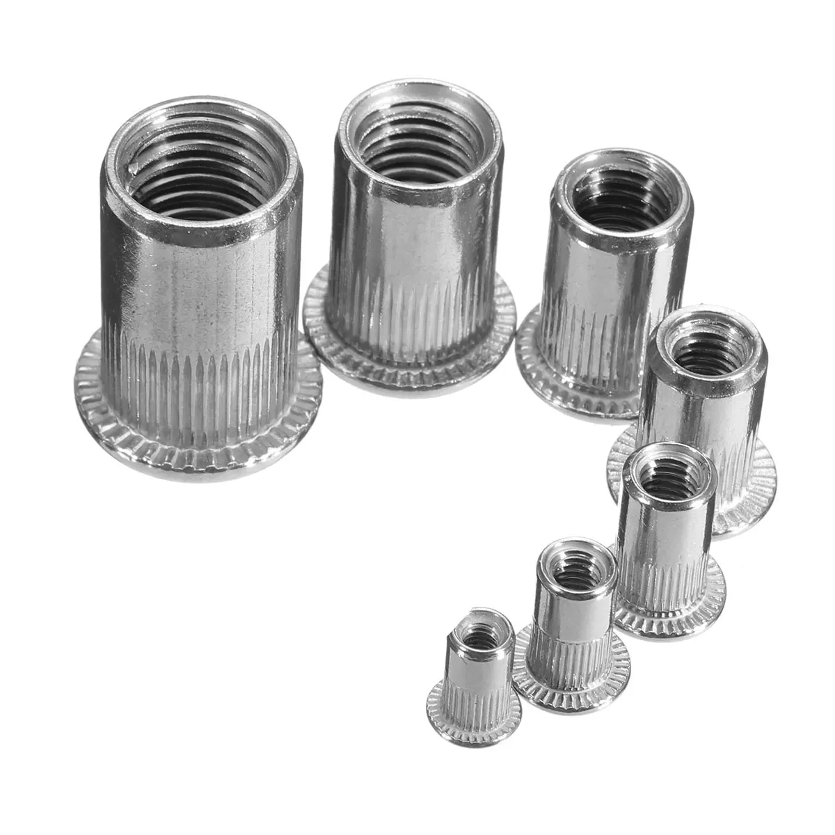 10pcs M3 M4 M5 M6 M8 M10 M12 Rivet Nut Metric Threaded Rivnut Flat Head