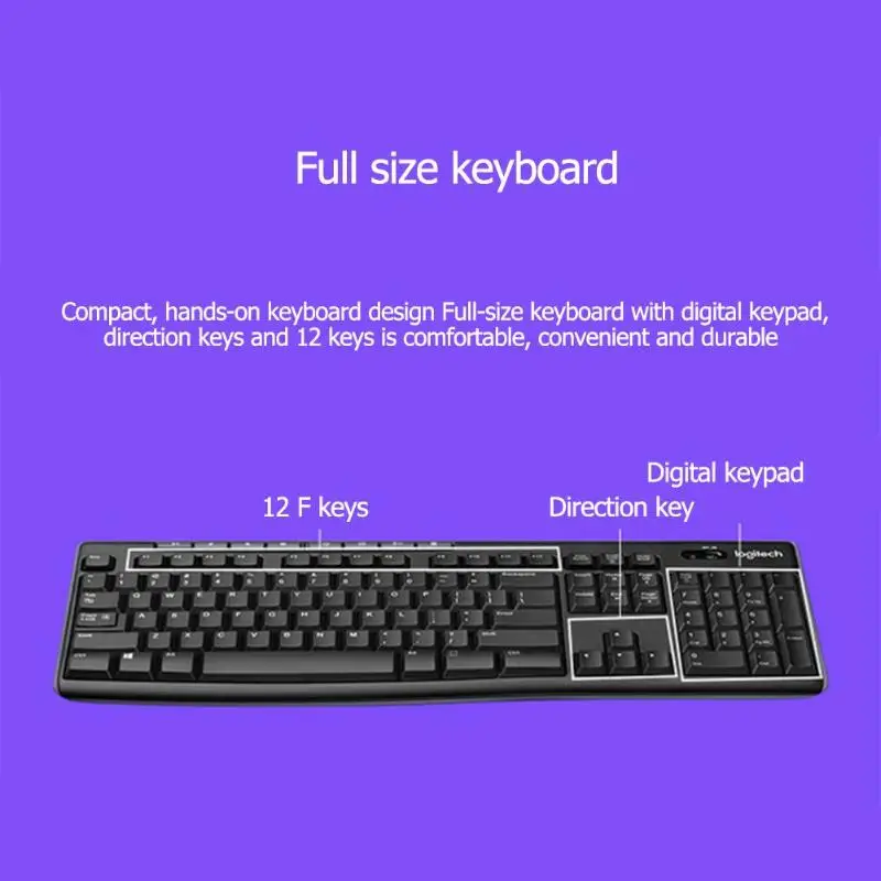 Logitech MK270 2 4G Беспроводная полноразмерная оптическая мышь клавиатура