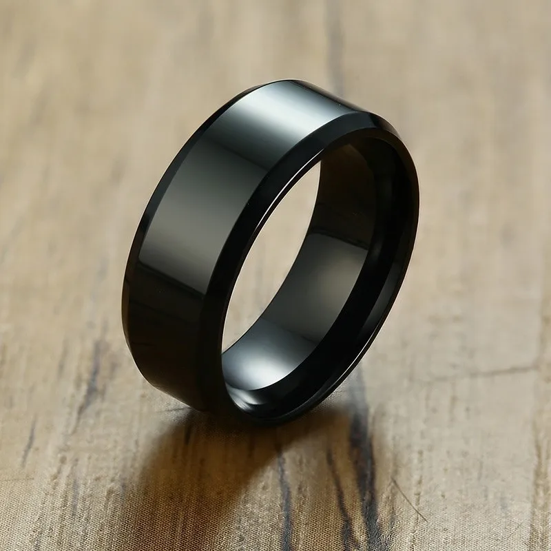 Mens Simple Wedding Bands Rings for Women 8MM Black Stainless Steel Alliance Anel O Unisex Jewelry | Украшения и аксессуары