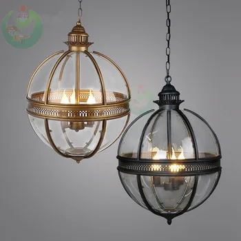 

Vintage Loft Globe Pendant Lights Wrought Iron Glass Shade Kitchen Light Dinning Hanging Lamps Bar pendente Luminaire Fixture