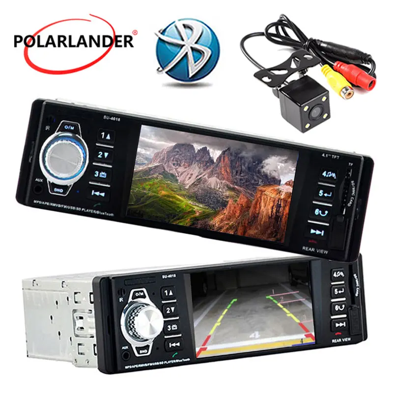 1 Din автомагнитола MP3 MP4 MP5 плеер Bluetooth функция стерео 4,1 дюймов TFT экран Поддержка камеры заднего вида 12 в автомобильный аудио FM/USB/TF