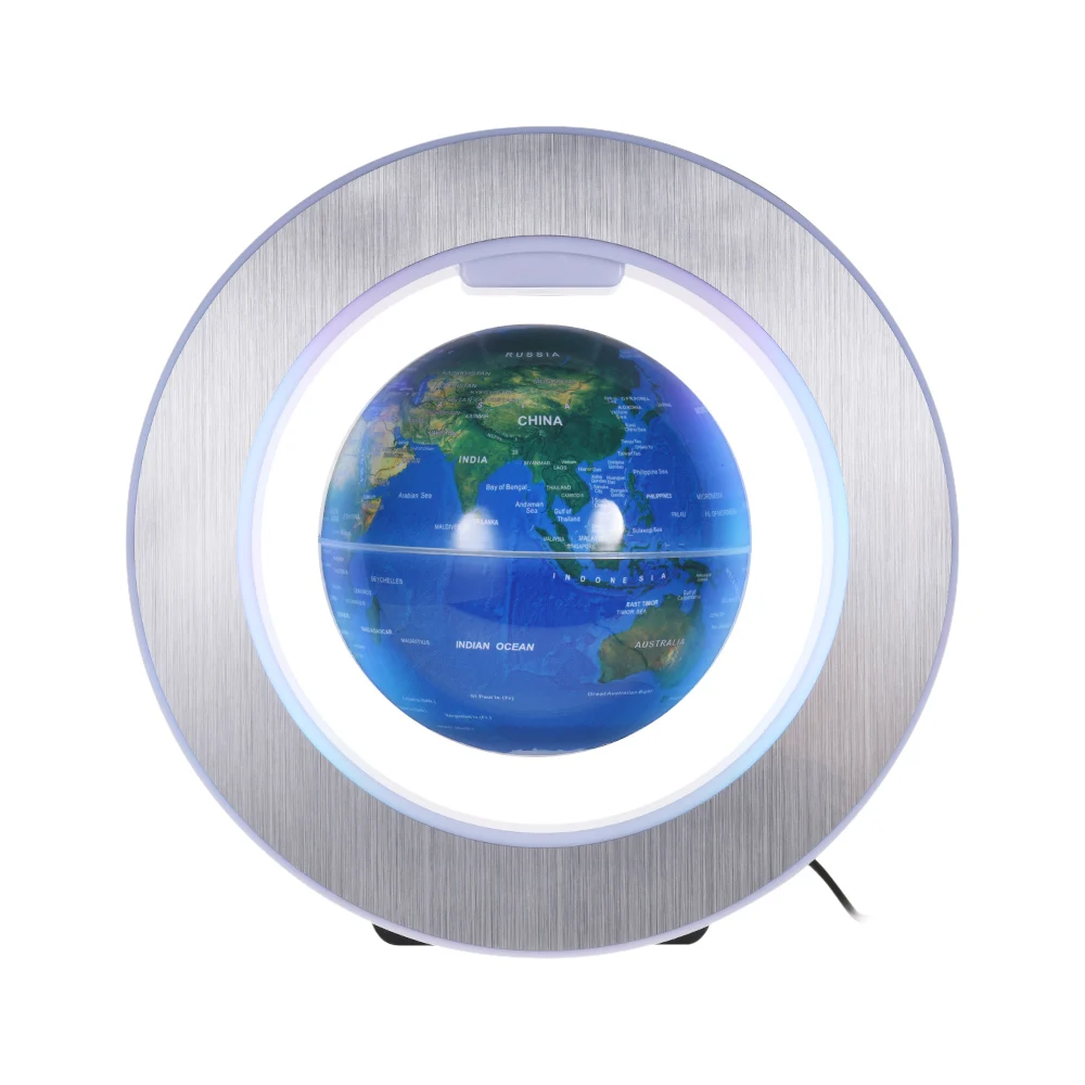 

6 Inch Magnetic Levitation Earth Globe World Map with LED Color Light Circular Shape Base for Home Office Desk Decoration