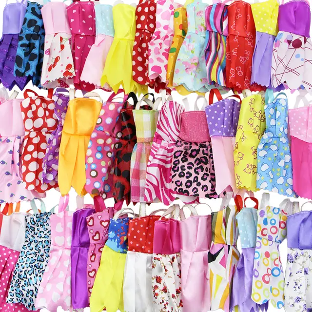 Random 10/20 Sets Mini Dress Ba Doll Bie Colorful Summer Sleeveless Dollhouse Accessories 11.5 Inch Doll Clothes 30cm Girl Toy 5