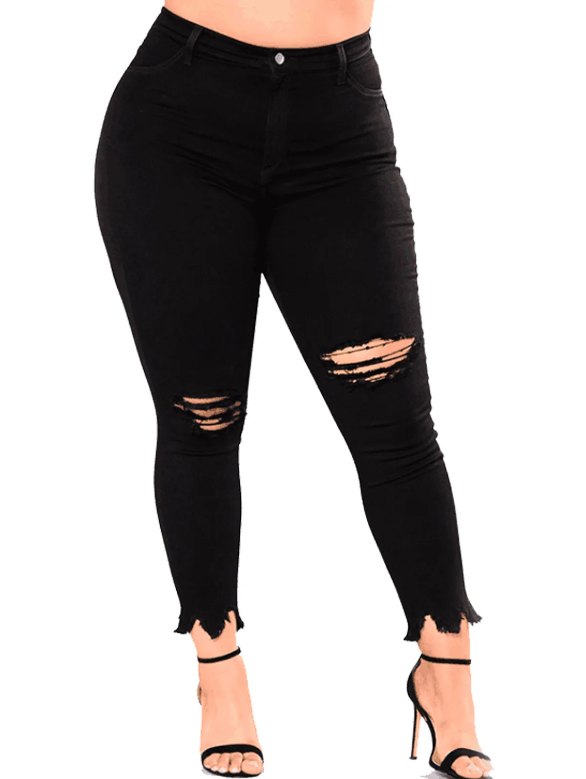 

Wipalo Plus Size Black Women Pants Vintage Hole Cool Trousers For Female 2019 Summer Europe Style Ripped Jeans 5XL 6XL 7XL