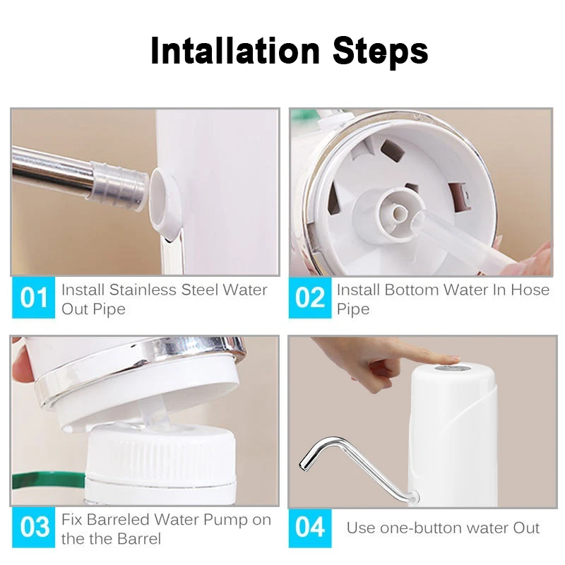 AUGIENB USB Rechargeable Automatic Electric Water Dispenser Pump Portable Drinking Bottle Water Pump