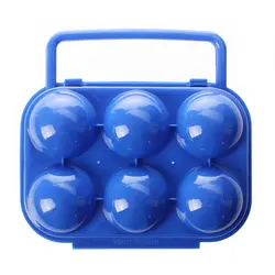 Портативный складной пластиковый лоток для яиц держатель Контейнер для хранения 6 яиц-синий