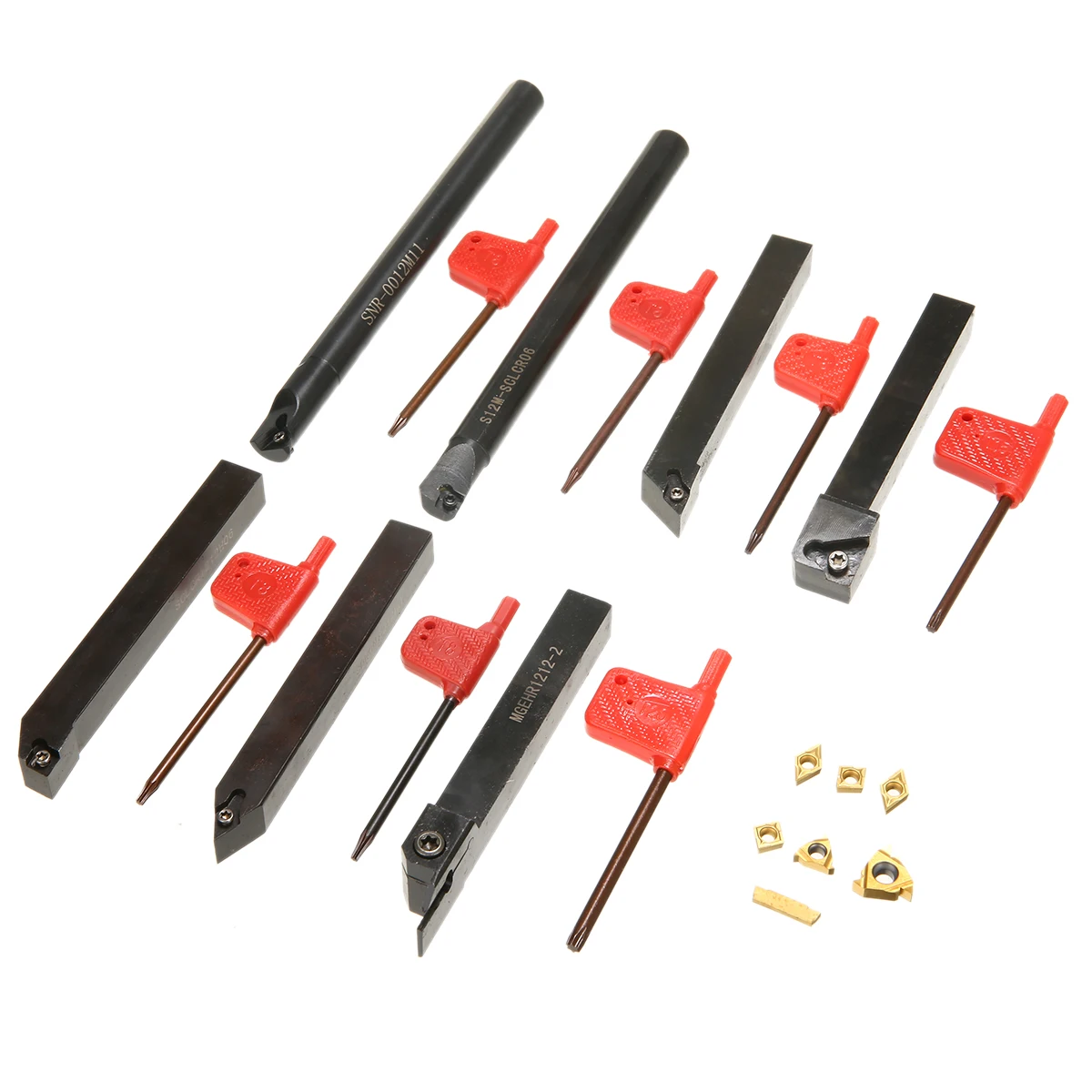 

7pcs Carbide Inserts High Hardness Blades + 7pcs CNC Lathe Turning Tool Holder 12mm Boring Bar with Wrench for Manufacturing