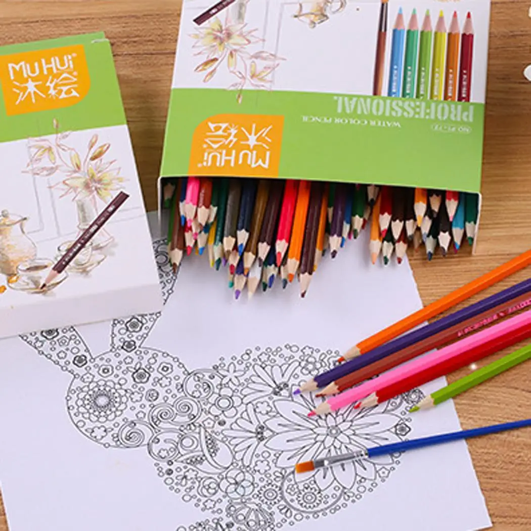 

72 Colors Safe Non Toxic Water Hexagonal Soluble Drawing Colored Paint Pencil Watercolor Watercolor HB Set