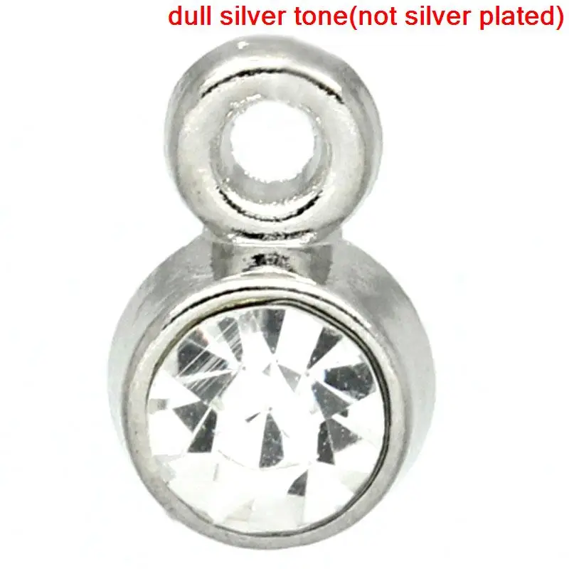 

Lovely 50PCs Silver Tone Clear Rhinestone Pendants 8x5mm(3/8"x1/4") (B20413)