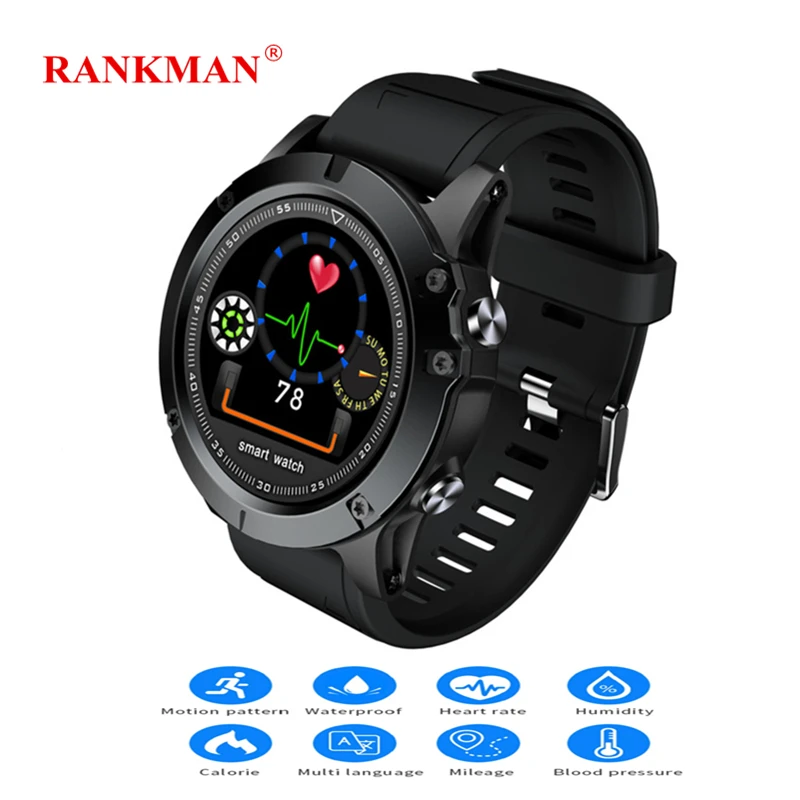 

Rankman Smart IP68 Waterproof Watch Heart Rate Blood Pressure Moniter Steps Tracker Band Sport Bluetooth for IOS Android