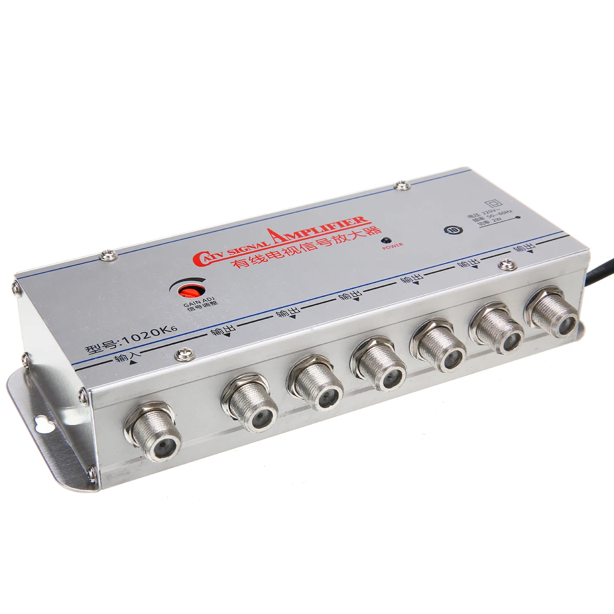 1 in 6out CATV Cable TV Signal Amplifier Adjustable 6 Way House-hold CATV Signal Amplifiers AMP Antenna Booster Splitter US Plug