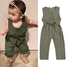 Puseky/одежда в военном стиле для маленьких девочек; комбинезон без рукавов; комбинезон с завязками; Одежда для девочек; От 3 месяцев до 3 лет