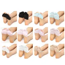 Новая дышащая обувь с нескользящей подошвой и двойным Для Женщин Йога спортивные, с открытым носком, высокие гетры полуноски на стопу и приятная на ощупь для переднего отдела стопы мягкие носки теплые