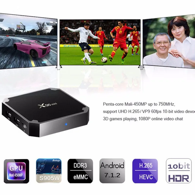 

X96 mini TV Box Amlogic S905W Smart Android 7.1 WiFi TV Box 2G RAM 16G ROM Media Player 100M LAN 4K HD 1G 8G Set Top Box