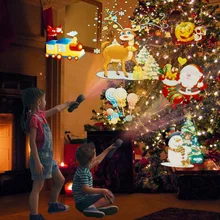 

LED Projection Light Flash Christmas Slide Projector Easter Birthday Party Christmas Decoration 18650 Battery 6D