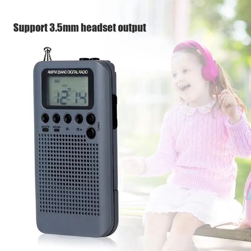 Портативное уличное стерео радио AM/FM карманное 2 полосное цифровое с настройкой