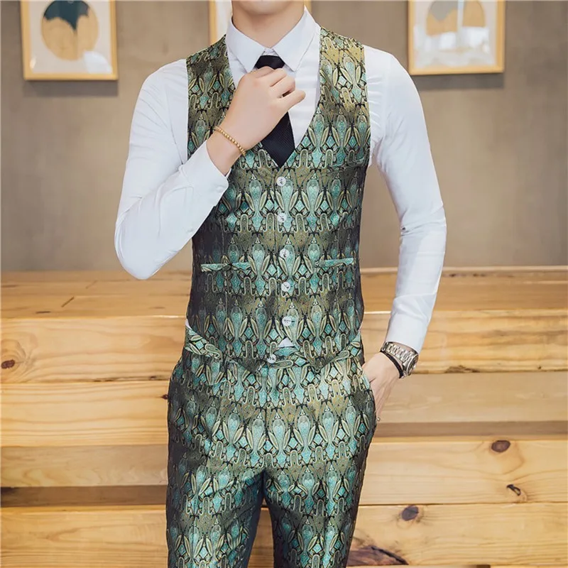 Brand New Slim Fit Casual Terno Masculino 3pcs/2pcs Suit Men Luxury New Pattern Dress Suits One Button Host Stage Tuxedo 3XL-M