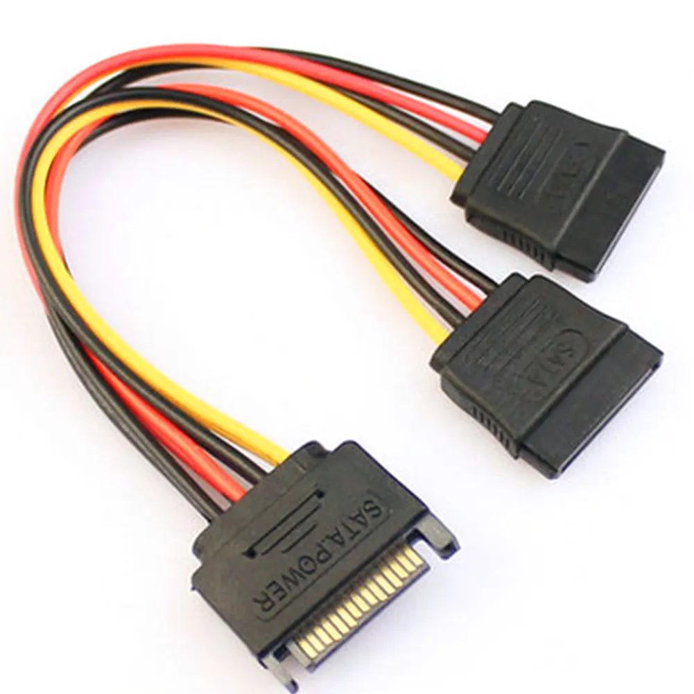 

SATA Power 15-pin Y-Splitter Cable Adapter Male to Female for HDD Hard Drive