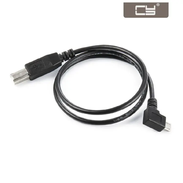 

CYDZ 60cm Left Angled 90 Degree Micro USB OTG to Standard B Type Printer Scanner Hard Disk Cable