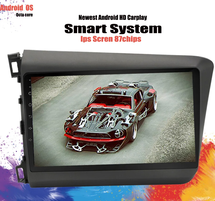 Flash Deal 2Din Android 9.1 RAM 4GB DSP 10.1" Car Radio Stereo For Honda Civic 2012 2013 2014 2015 GPS Touch screen Multimedia Player 3