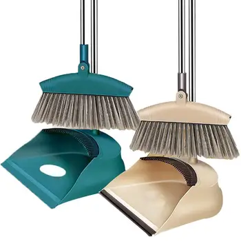 

2 PCS/Set Latest Plastic Dustpan Soft Bristle Broom Thicken Household Magic Broom Multi-functional Non-Slip Handle Cleaning Tool