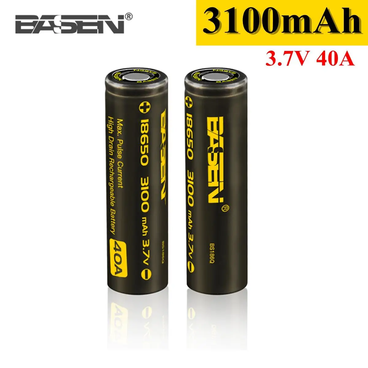 

2X18650 Basen Battery lithium ion battery cvell 3.7V 3100mAh/40A higher capacity 18mm * 65mm